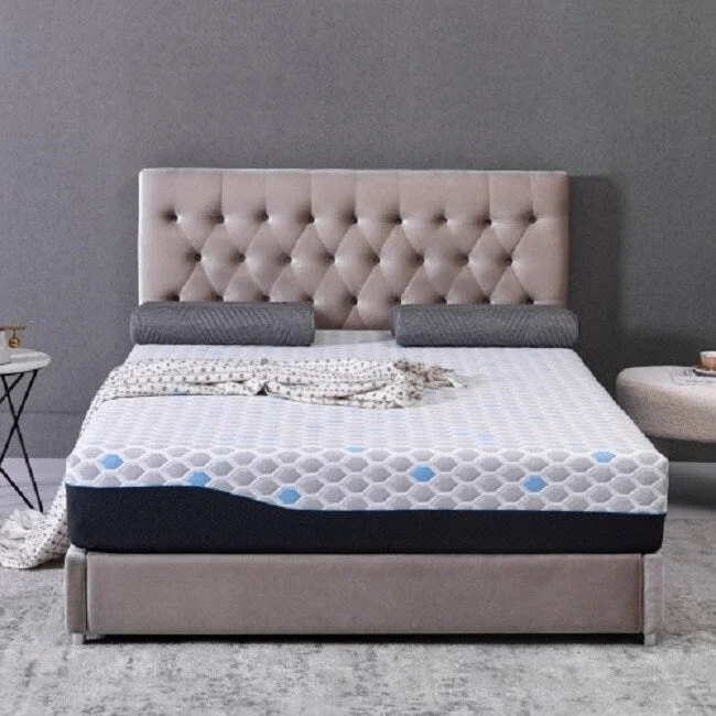 Queen - size mattresses for couples and standard bedrooms10 Inch Queen Size Memory Foam Mattress, Mattress in A Box, Gel Memory Foam Infused Bamboo Charcoal - Light Grey-Blue