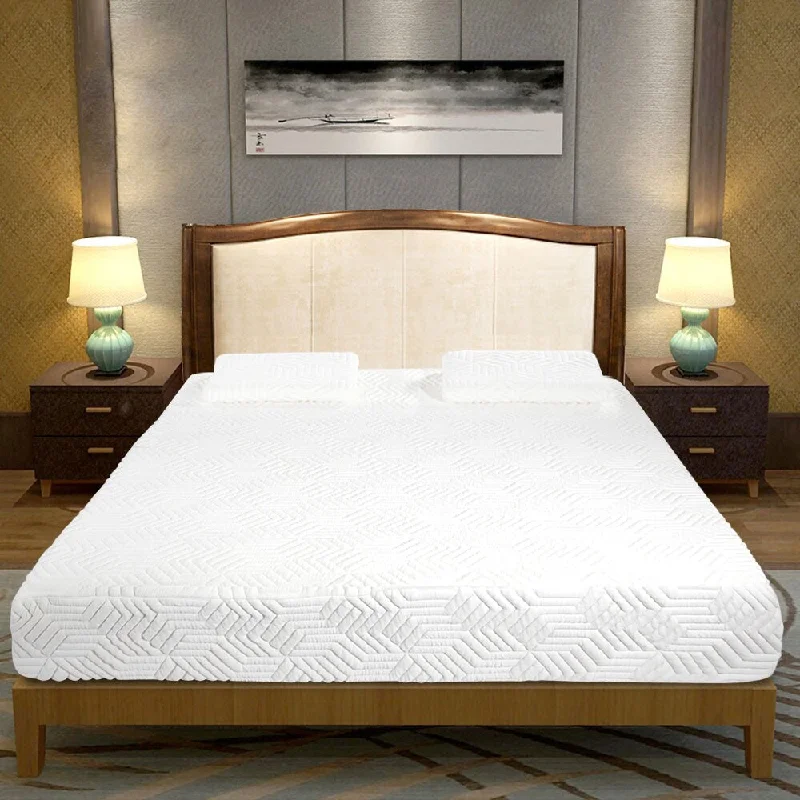 Hybrid mattresses combining foam and innerspring technology10" White Four-Layer Cool Medium Mattress with 2 Pillows