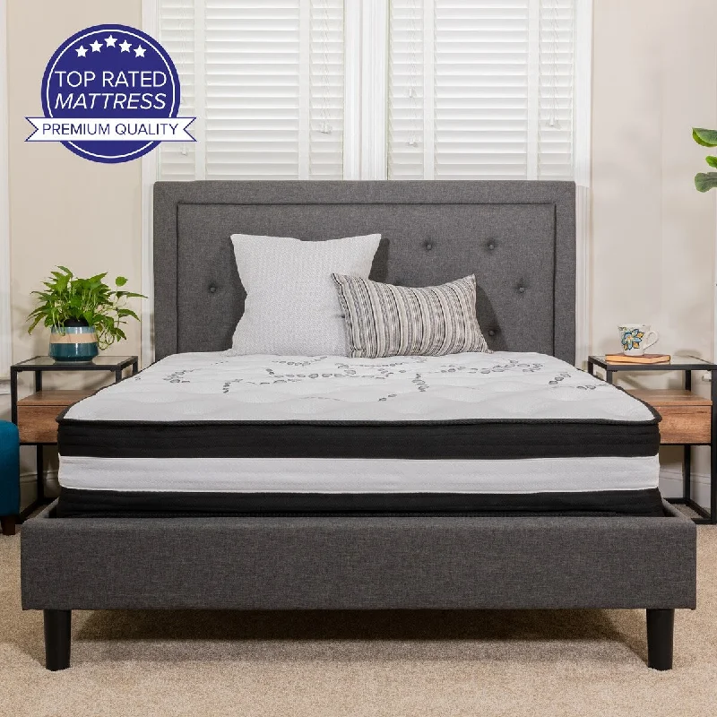 King - size mattresses for spacious master bedrooms12" Foam and Pocket Spring Mattress, Mattress in a Box - Premium Mattress - White