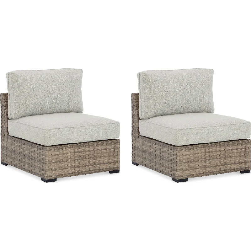 Polyester - foam mattresses for budget - friendly optionsCalworth Outdoor Armless Chair with Cushion (set of 2) - Beige