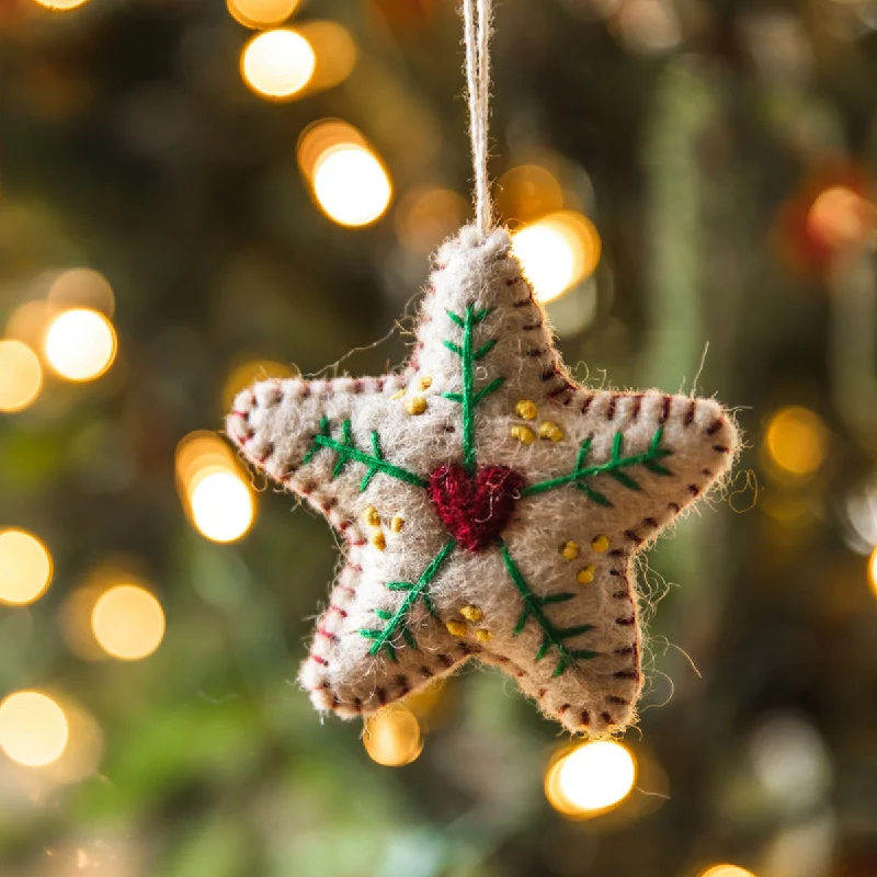 Wool - filled mattresses for natural insulation and moisture - wickingFelted Folk Ornament - Star